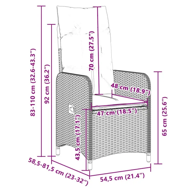 Ensemble de bistro de jardin 9 pcs coussins noir poly rotin