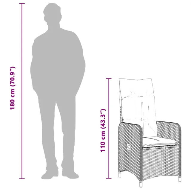 Ensemble de bistro de jardin 3 pcs coussins gris poly rotin