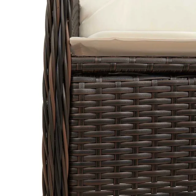 Ensemble de bistro de jardin 3 pcs coussins marron poly rotin
