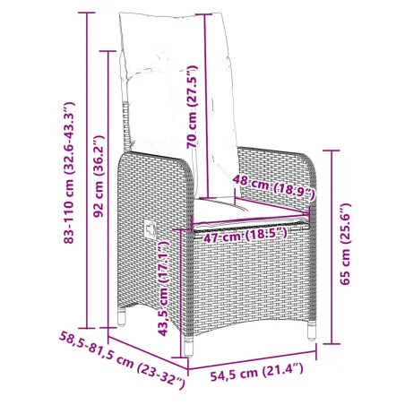 Ensemble de bistro de jardin 9 pcs coussins marron poly rotin