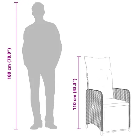 Ensemble de bistro de jardin 9 pcs coussins noir poly rotin