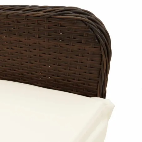 Ensemble de bistro de jardin 3 pcs coussins marron poly rotin