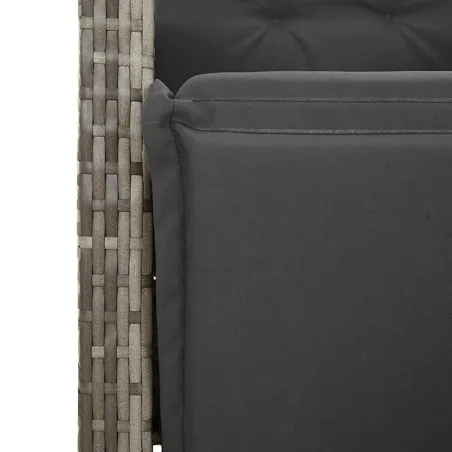 Ensemble de bistro de jardin 9 pcs coussins gris poly rotin
