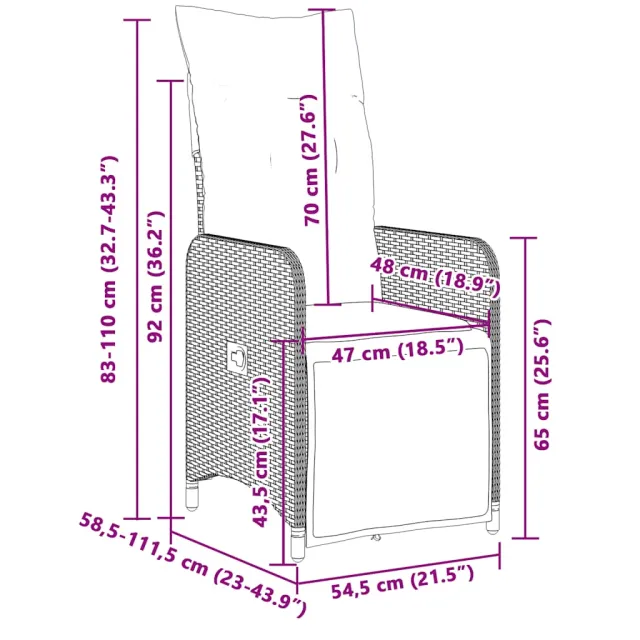 Ensemble de bistro de jardin 11 pcs coussins noir poly rotin