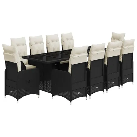 Ensemble de bistro de jardin 11 pcs coussins noir poly rotin