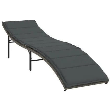 Chaises longues lot de 2 avec coussins gris résine tressée