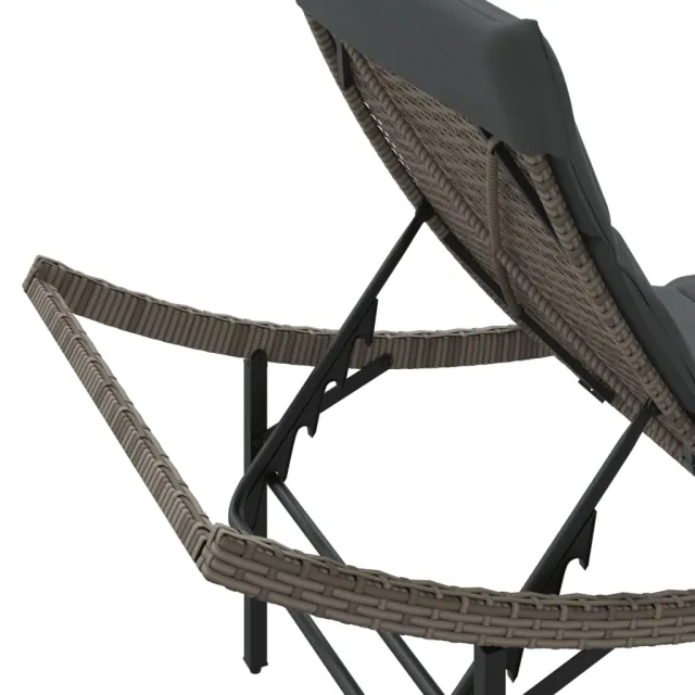 Chaises longues lot de 2 avec coussins gris résine tressée