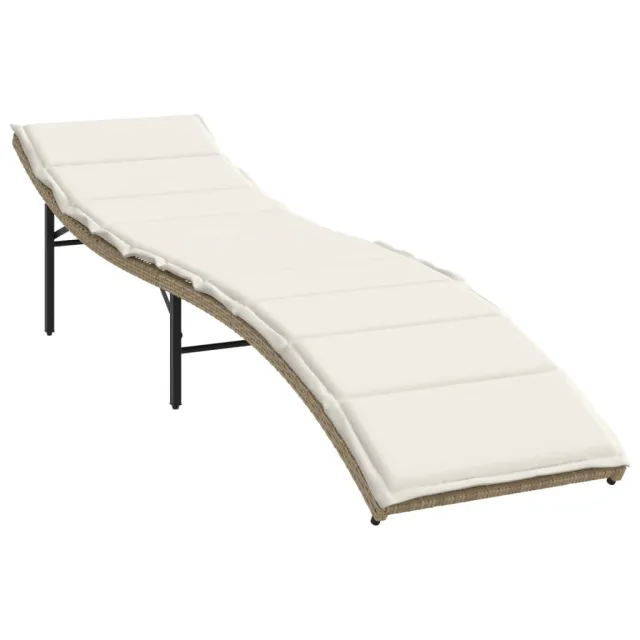 Chaises longues lot de 2 avec coussins beige résine tressée