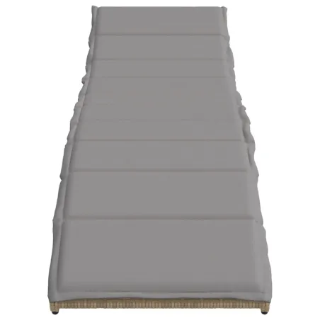 Chaises longues lot de 2 avec coussins beige résine tressée