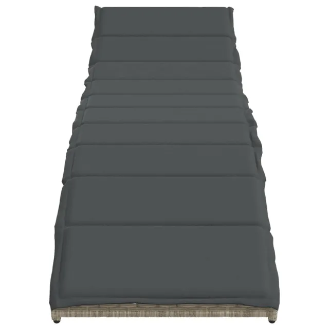 Chaises longues lot de 2 et coussins gris clair résine tressée