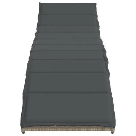 Chaises longues lot de 2 et coussins gris clair résine tressée
