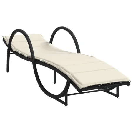 Chaises longues lot de 2 avec coussins noir résine tressée
