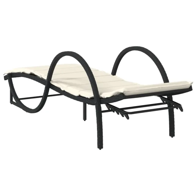 Chaises longues lot de 2 avec coussins noir résine tressée