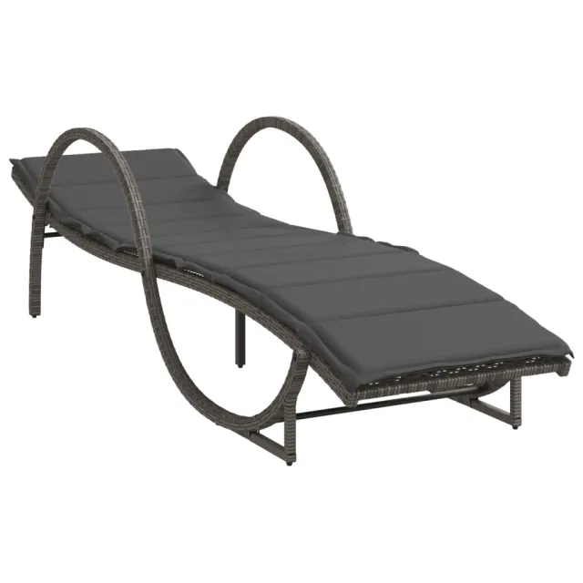 Chaises longues lot de 2 avec coussins gris résine tressée