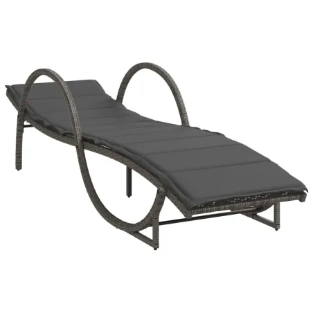 Chaises longues lot de 2 avec coussins gris résine tressée