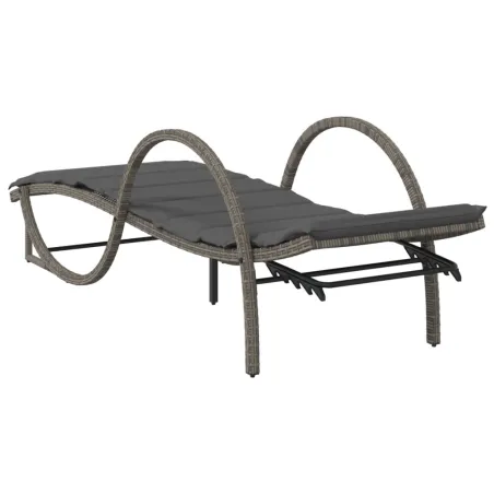 Chaises longues lot de 2 avec coussins gris résine tressée