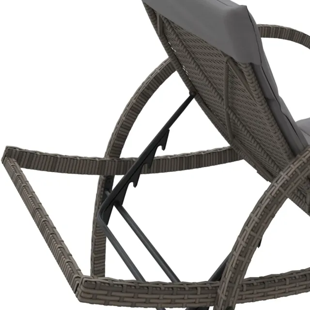 Chaises longues lot de 2 avec coussins gris résine tressée