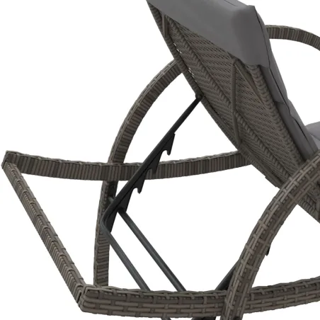 Chaises longues lot de 2 avec coussins gris résine tressée