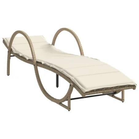 Chaises longues lot de 2 avec coussins beige résine tressée