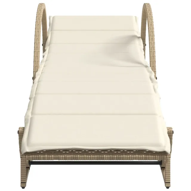 Chaises longues lot de 2 avec coussins beige résine tressée