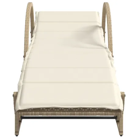 Chaises longues lot de 2 avec coussins beige résine tressée