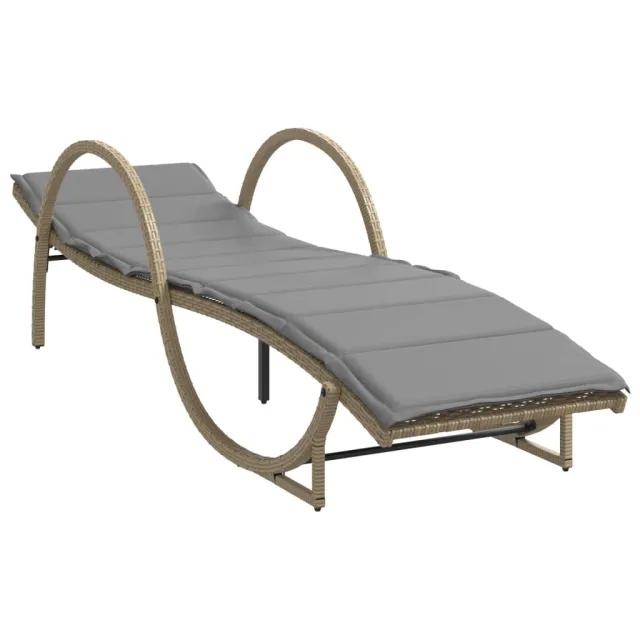 Chaises longues lot de 2 avec coussins beige résine tressée