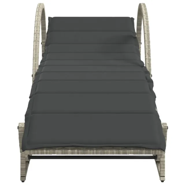 Chaises longues lot de 2 et coussins gris clair résine tressée