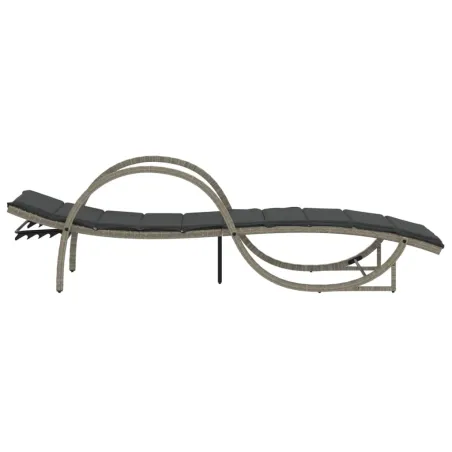 Chaises longues lot de 2 et coussins gris clair résine tressée