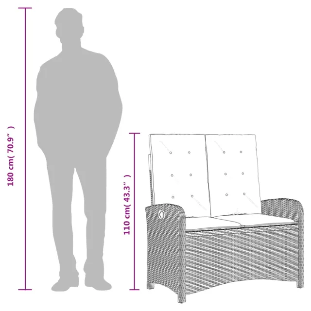 Ensemble à manger de jardin et coussins 2 pcs gris rotin