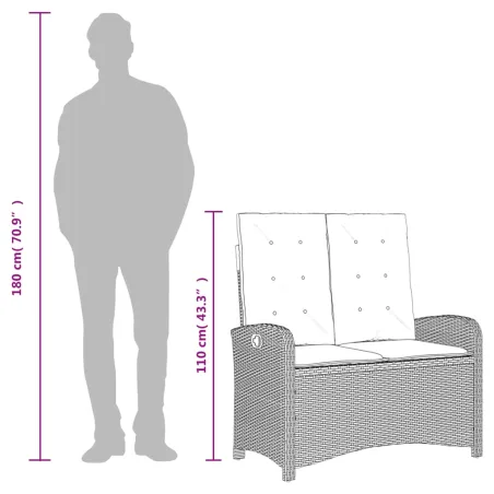 Ensemble à manger de jardin et coussins 2 pcs gris rotin