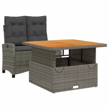 Ensemble à manger de jardin et coussins 2 pcs gris rotin 2