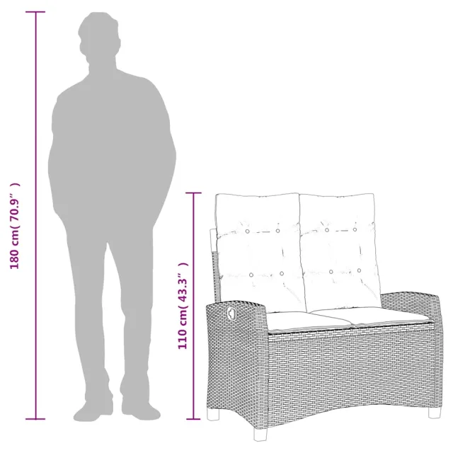 Ensemble à manger de jardin et coussins 2 pcs gris rotin