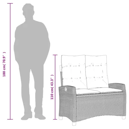 Ensemble à manger de jardin et coussins 2 pcs gris rotin