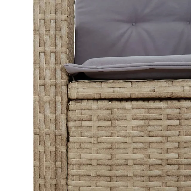 Ensemble à manger de jardin et coussins 2 pcs beige poly rotin