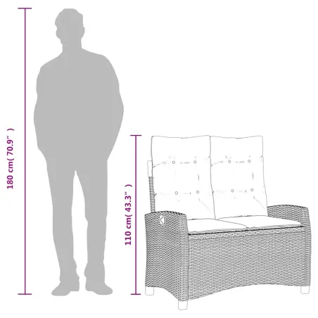 Ensemble à manger de jardin et coussins 2 pcs beige poly rotin