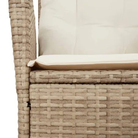 Ensemble à manger de jardin et coussins 3 pcs Beige poly rotin