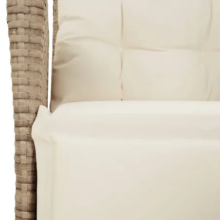 Ensemble à manger de jardin et coussins 3 pcs Beige poly rotin