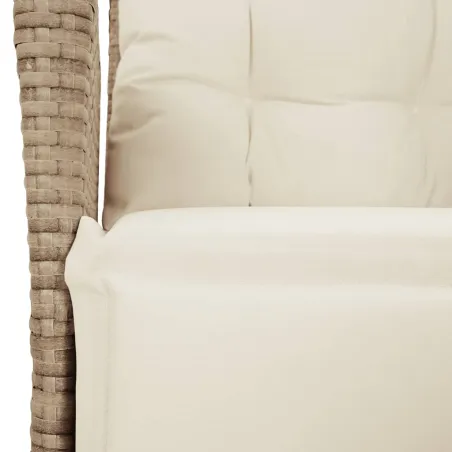 Ensemble à manger de jardin coussins 4 pcs beige résine tressée