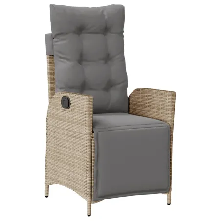 Ensemble à manger de jardin avec coussins 5pcs Beige poly rotin