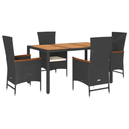 Ensemble à manger de jardin coussins 5pcs Noir Résine tressée 2