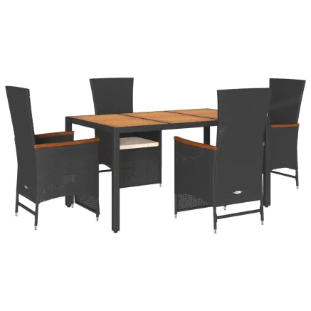 Ensemble à manger de jardin coussins 5pcs Noir Résine tressée 2