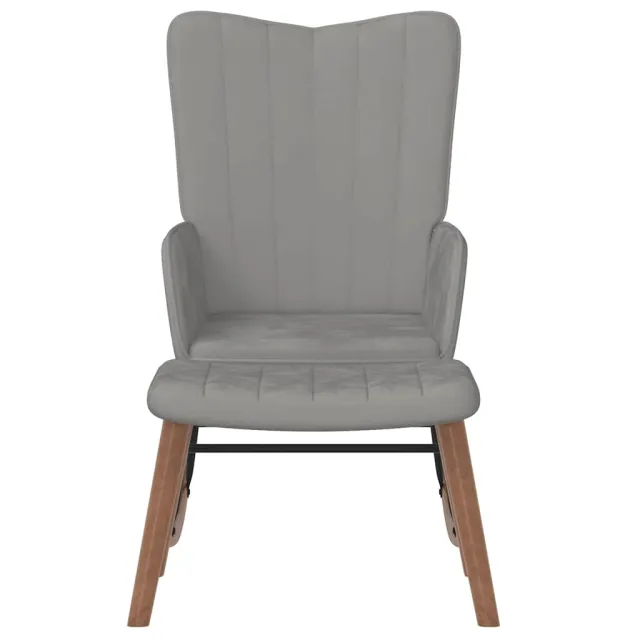 Chaise à bascule avec repose-pied Gris clair Velours