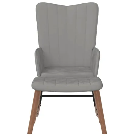 Chaise à bascule avec repose-pied Gris clair Velours
