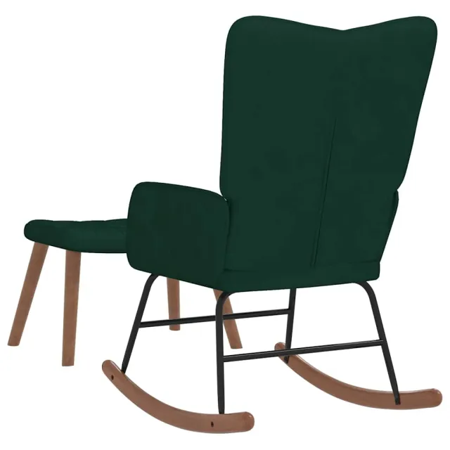 Chaise à bascule avec repose-pied Vert foncé Velours