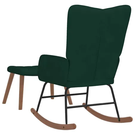 Chaise à bascule avec repose-pied Vert foncé Velours