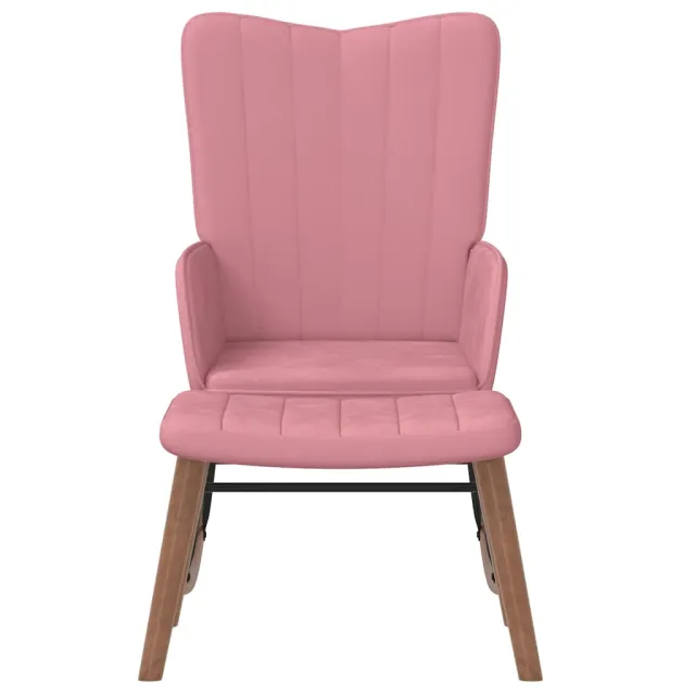 Chaise à bascule avec repose-pied Rose Velours
