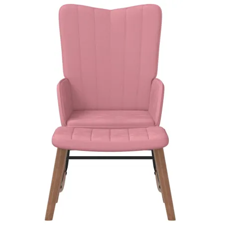 Chaise à bascule avec repose-pied Rose Velours