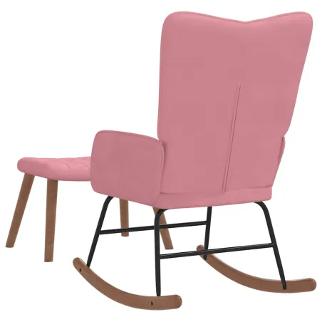 Chaise à bascule avec repose-pied Rose Velours