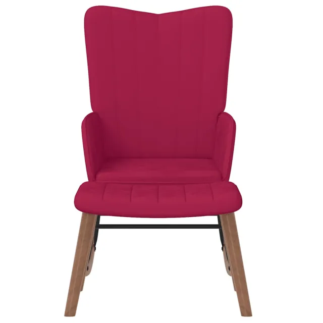 Chaise à bascule avec repose-pied Rouge bordeaux Velours