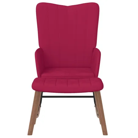 Chaise à bascule avec repose-pied Rouge bordeaux Velours